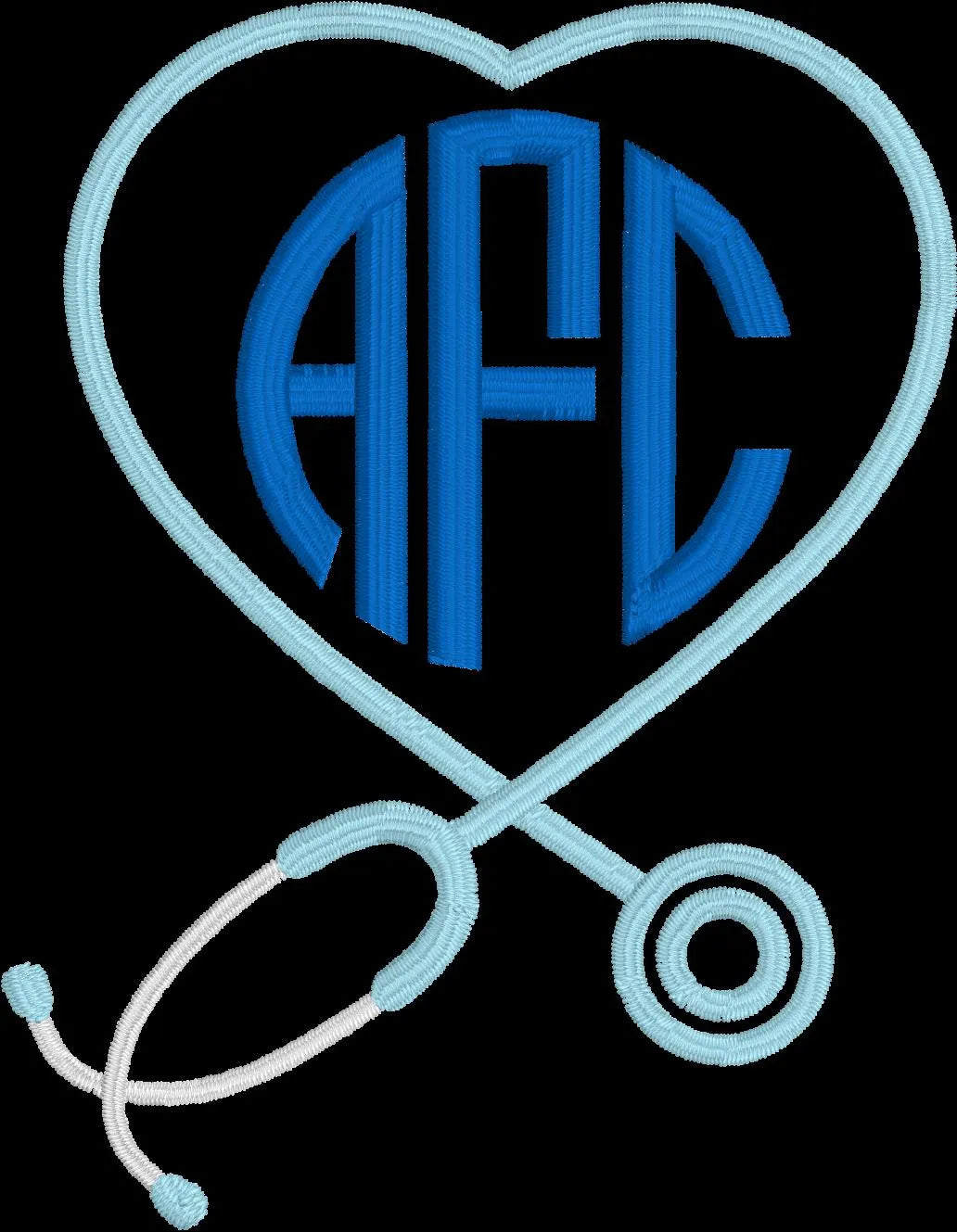 Stethoscope Nurse Monogram Embroidery File + .bx Circle Font (Digital Download)
