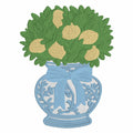 Lemon Tree Embroidery Design: Chinoiserie Ginger Jar, Coquette Bow (Digital Download)