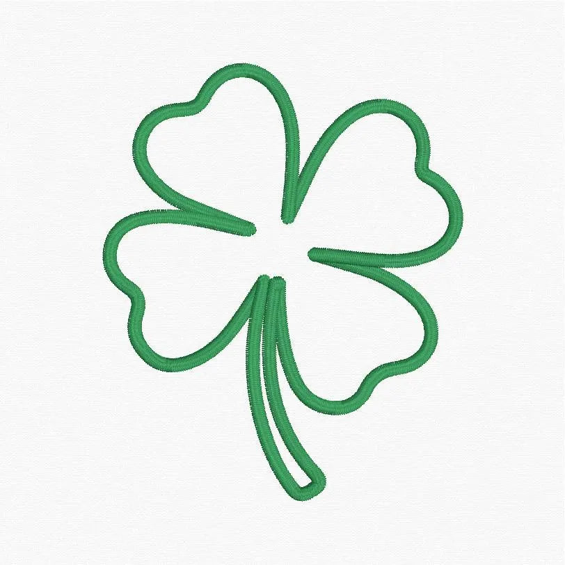 4 Leaf Clover St Patricks Day Applique Embroidery Files 2 Sizes Instant Download