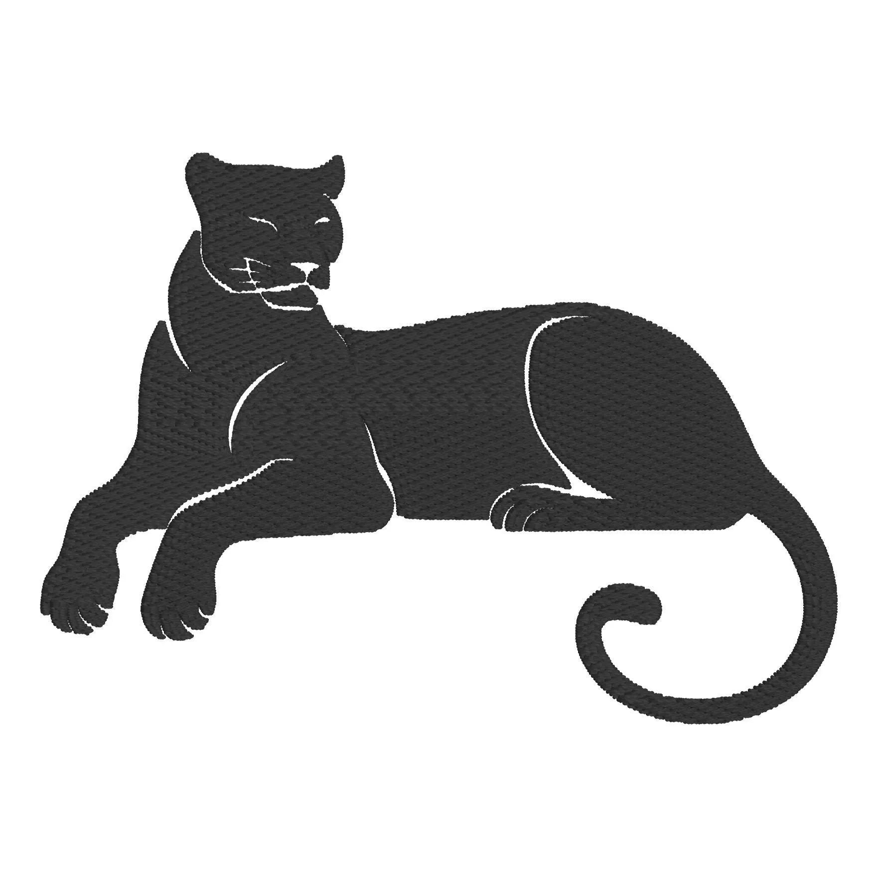 Sitting Panther Embroidery Design: Diamond Fill Stitch (Digital Download)