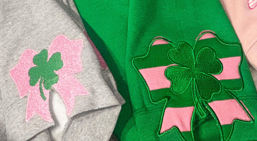 St Patricks Day Clover Bow Embroidery Design (Instant Download)