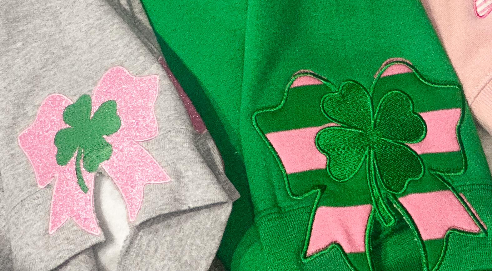 St Patricks Day Clover Bow Embroidery Design (Instant Download)