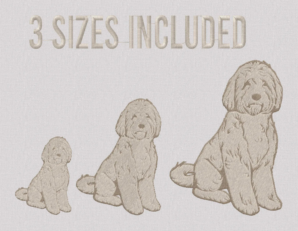 Golden Doodle Embroidery Design: 3 Sizes, 10 Formats (Instant Download)