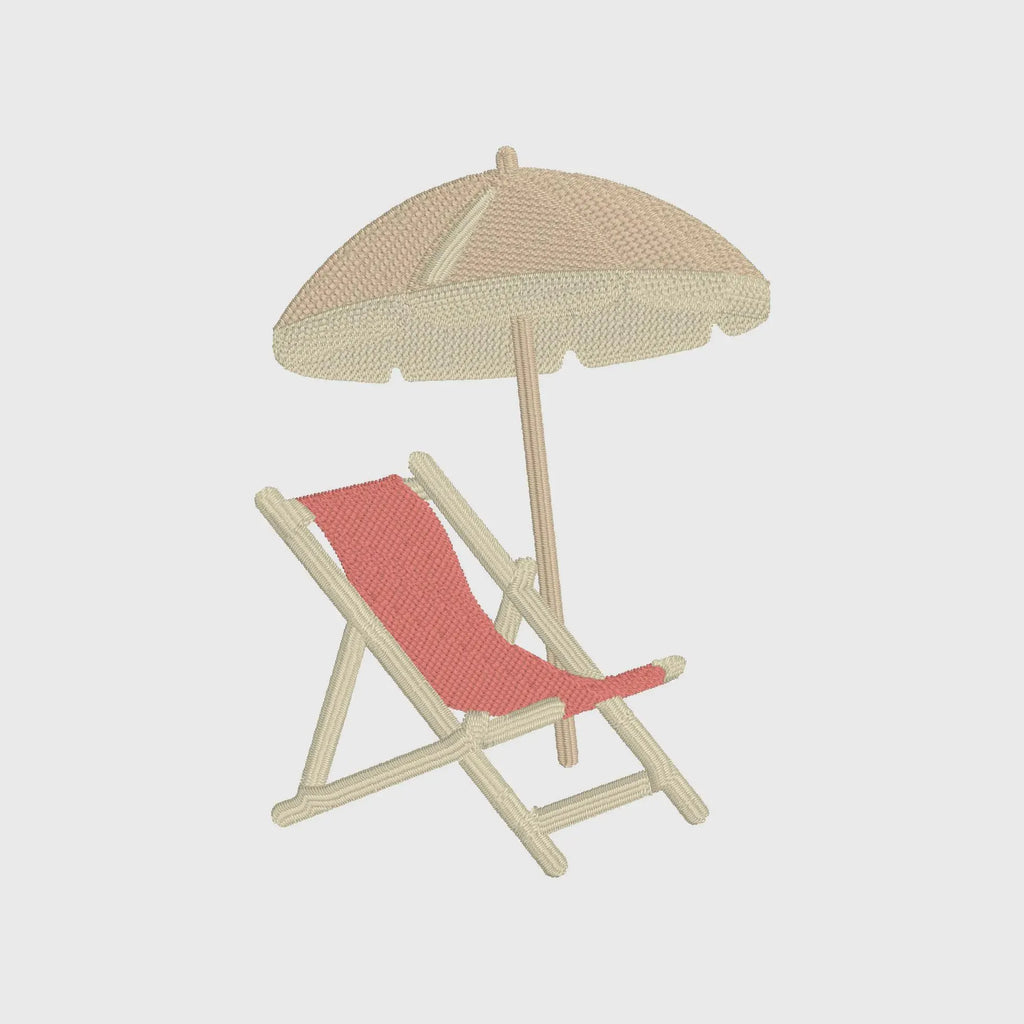 Beach Lounge Chair Embroidery Design: 9 File Formats (Digital Download)