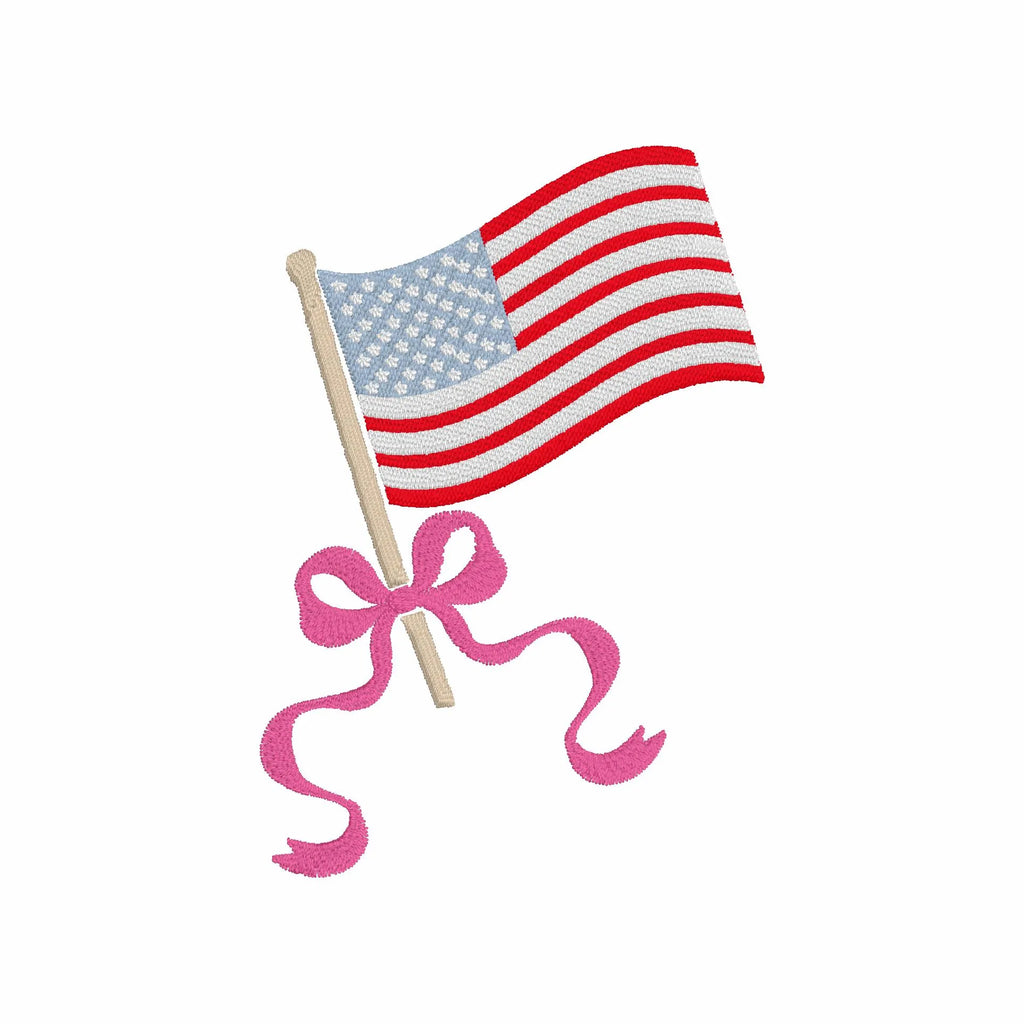 American Flag Coquette Bow Embroidery File: 10 Formats (Digital Download)