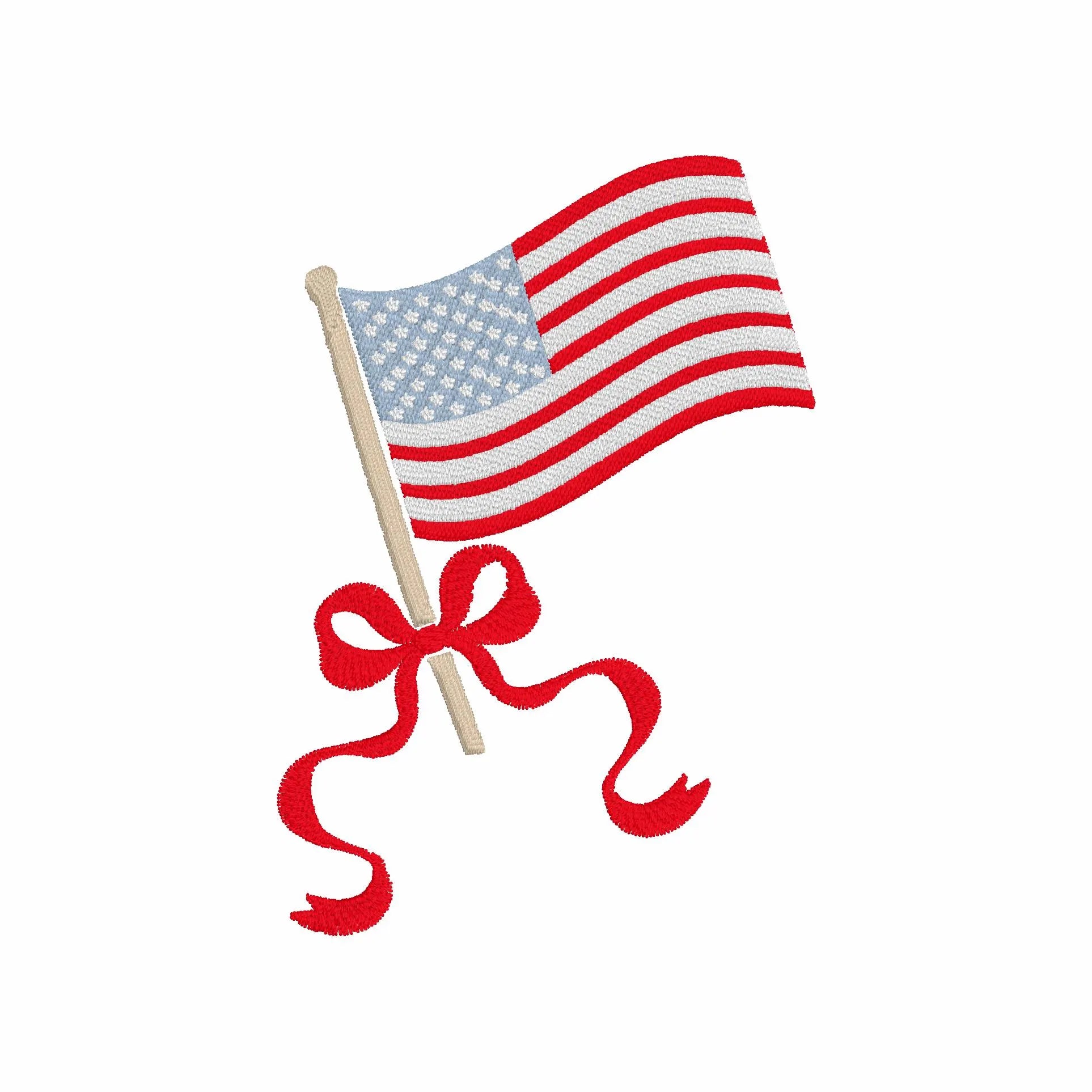 American Flag Coquette Bow Embroidery File: 10 Formats (Digital Download)