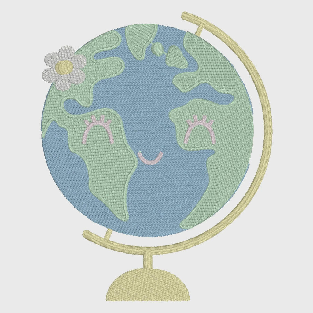 Globe Back to School Embroidery Design (3.98" x 3.17")