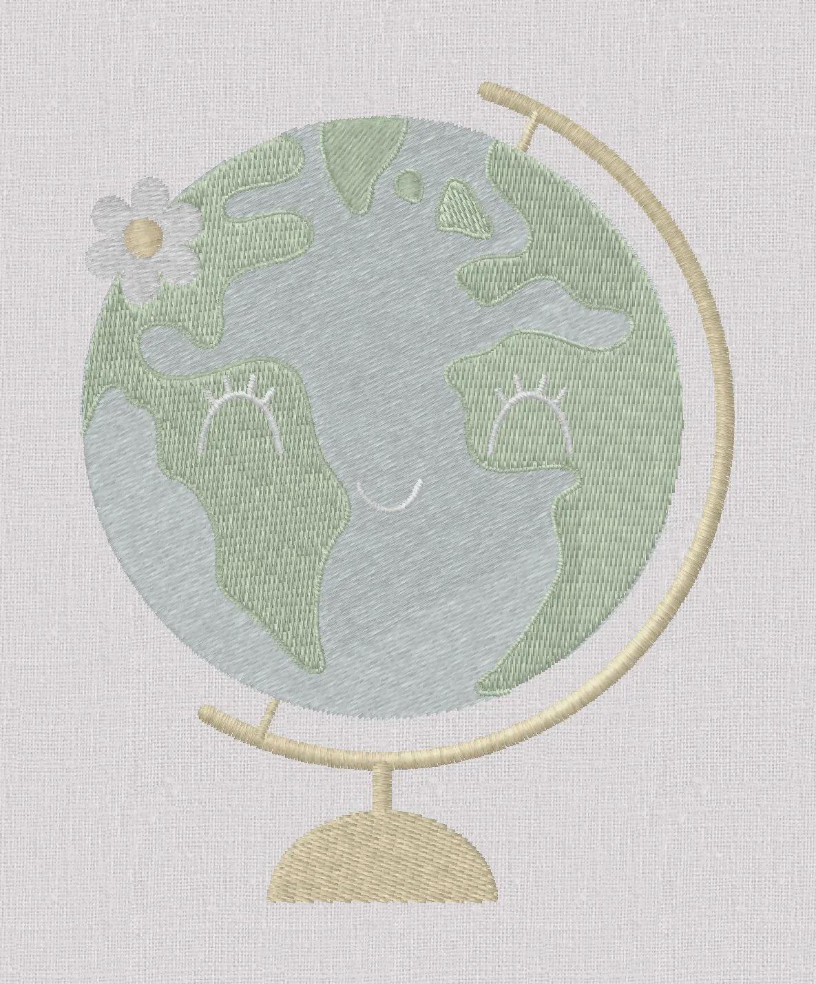 Globe Back to School Embroidery Design (3.98" x 3.17")