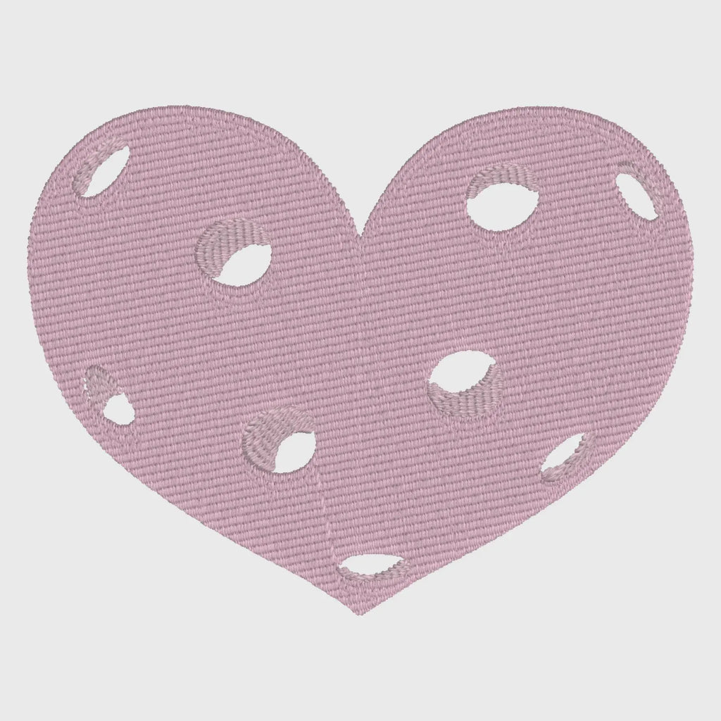 Heart Pickleball Embroidery File: Preppy Design (3 Sizes, Multiple Formats)