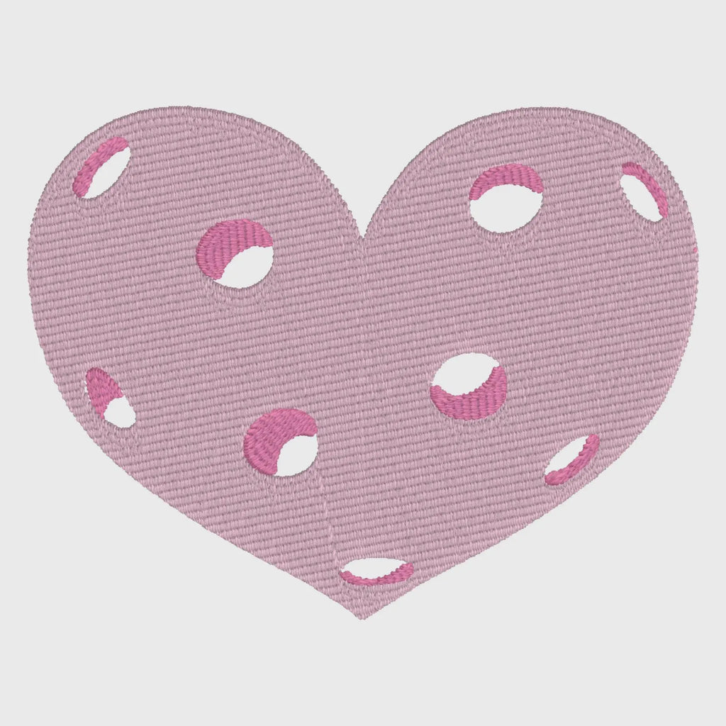 Heart Pickleball Embroidery File: Preppy Design (3 Sizes, Multiple Formats)