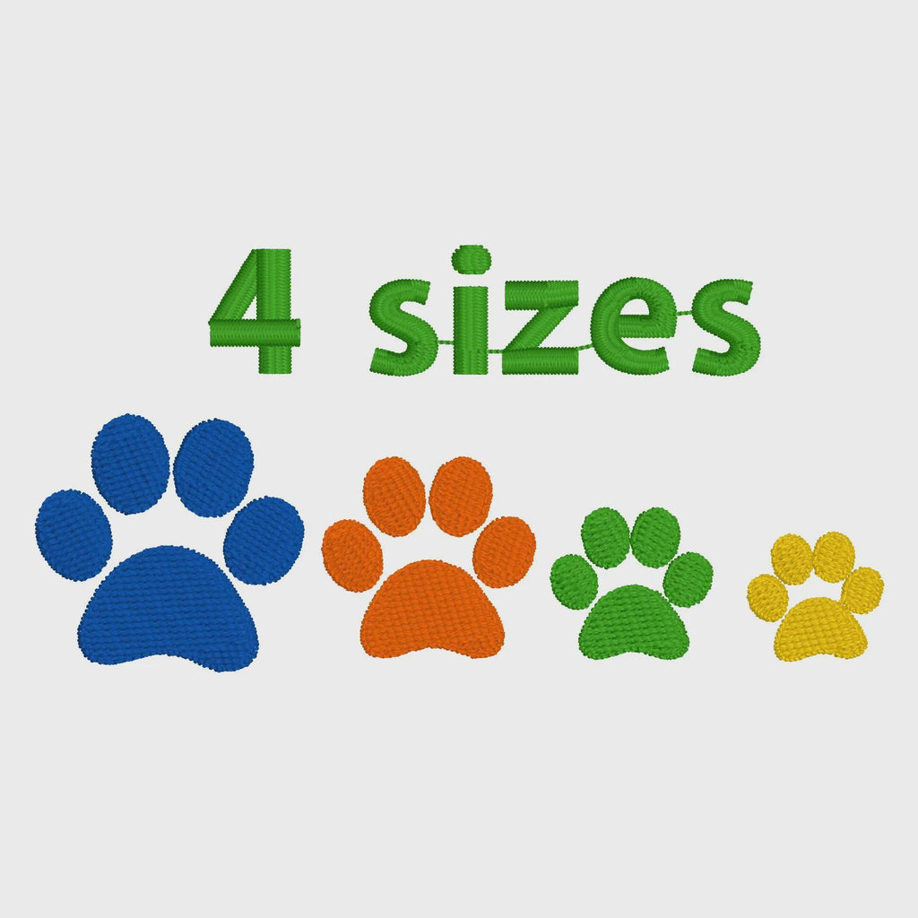 4 Sizes Small Paws Embroidery File: 8 Stitch Formats, Instant Download