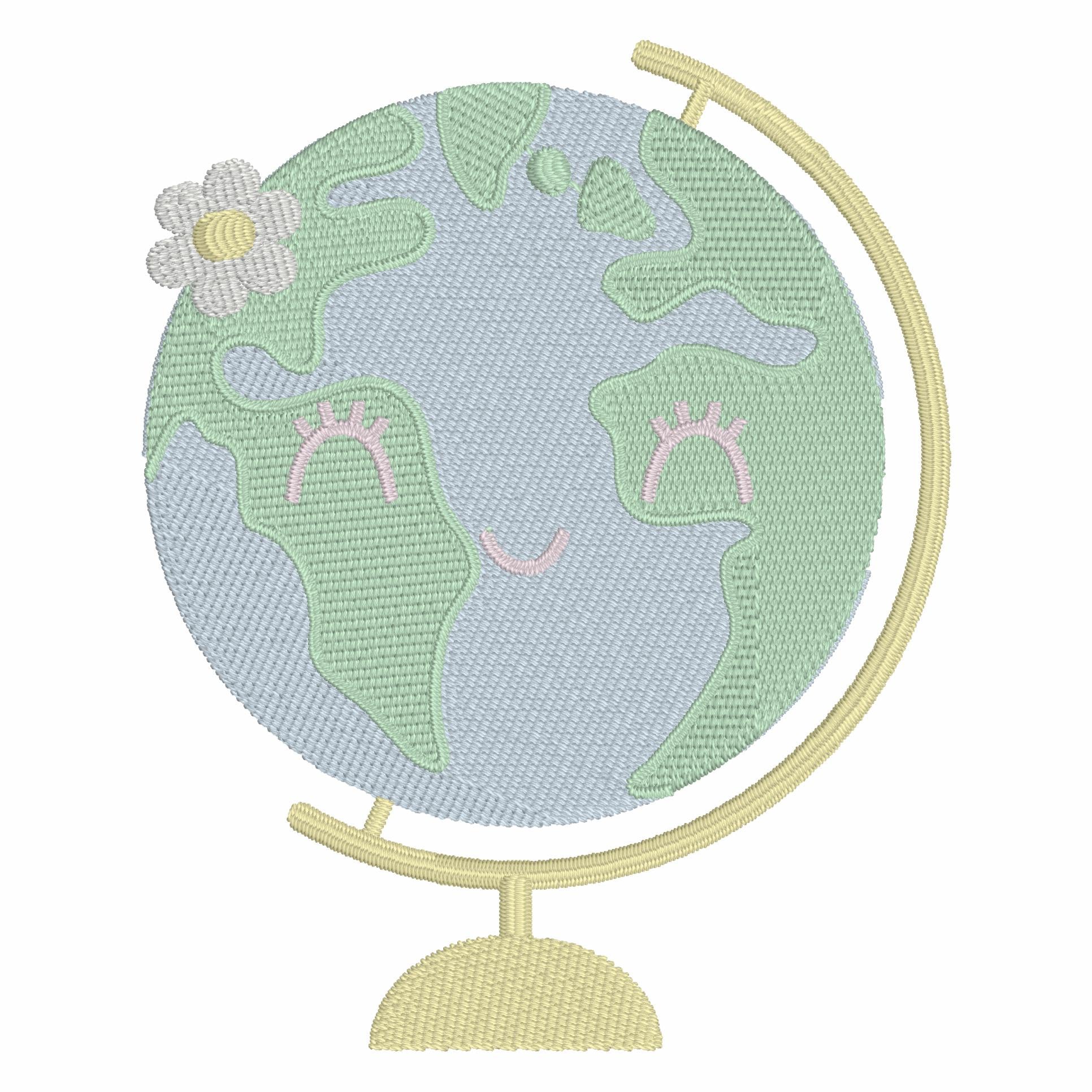 Globe Back to School Embroidery Design (3.98" x 3.17")