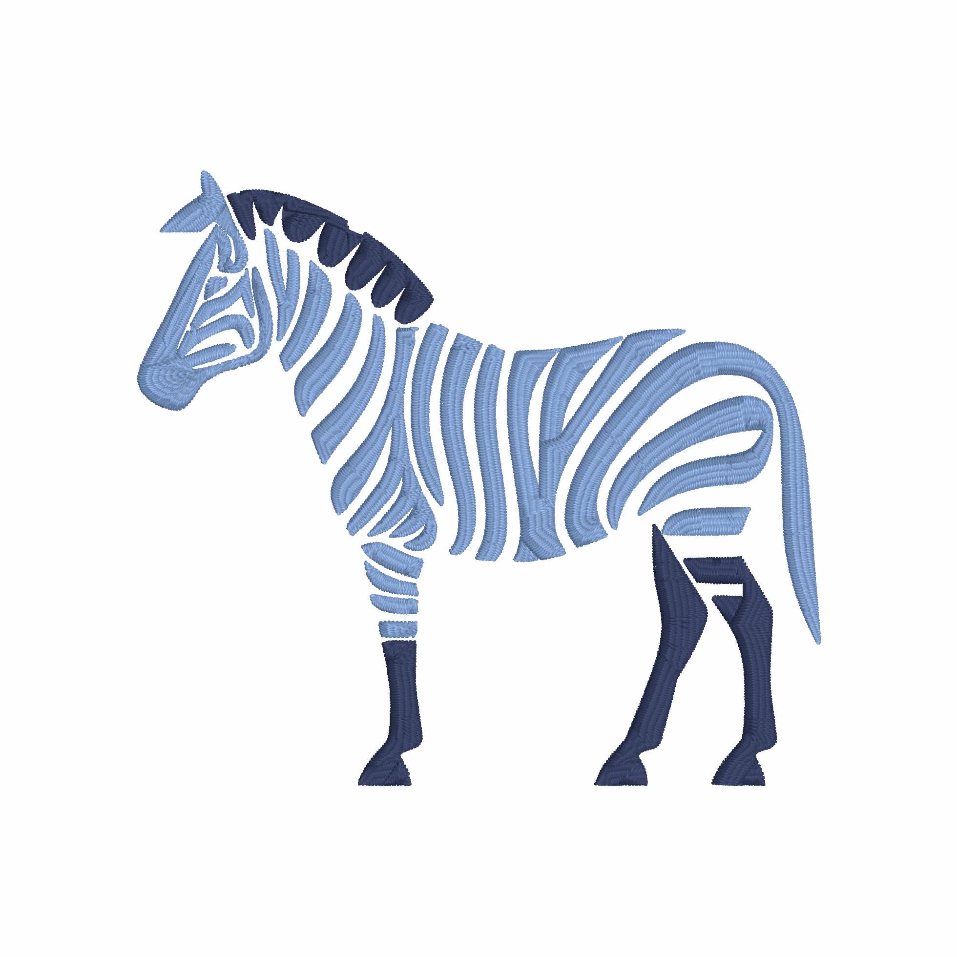 Preppy Zebra Embroidery File: 2-Color 4 inch (Digital Download)