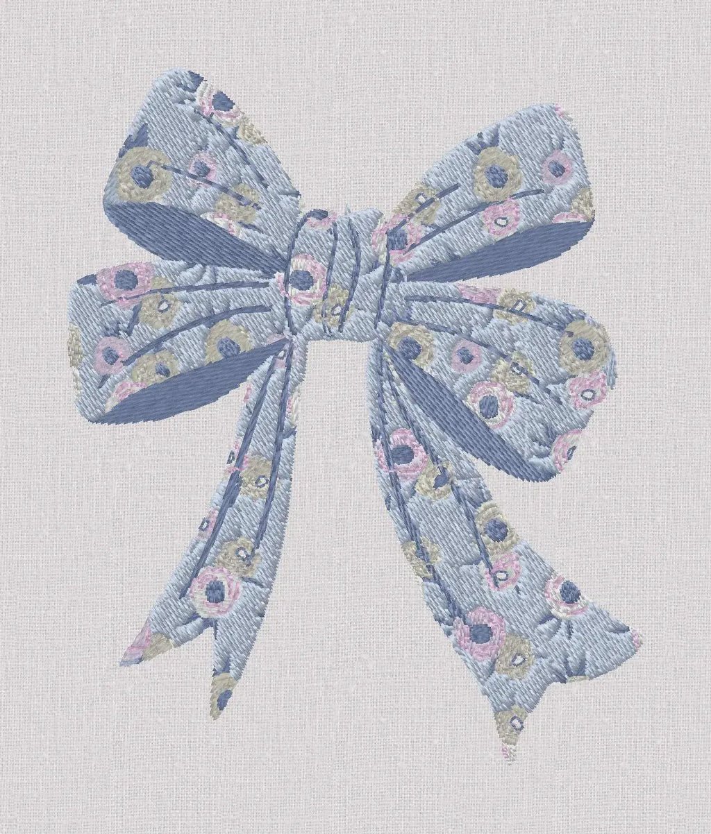 Floral Bow Embroidery Design: Dainty Flowers Stitch File (4 Inch, 10 Formats, Instant Download)