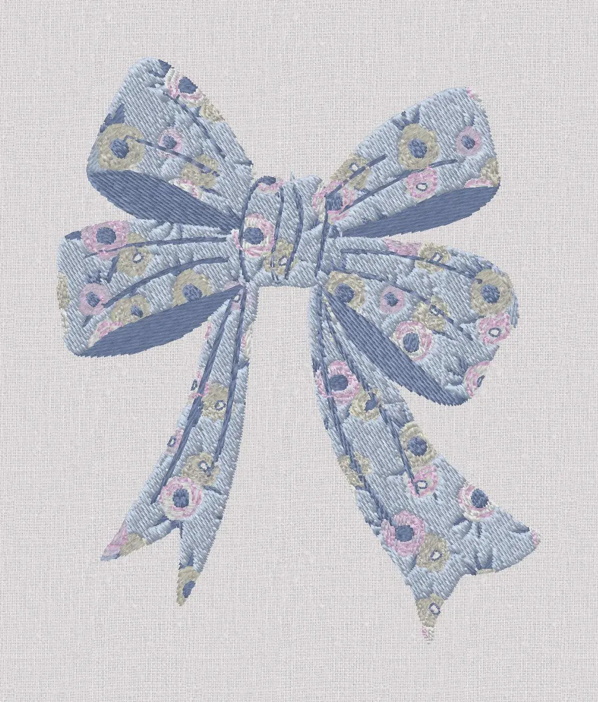 Floral Bow Embroidery Design: Dainty Flowers Stitch File (4 Inch, 10 Formats, Instant Download)