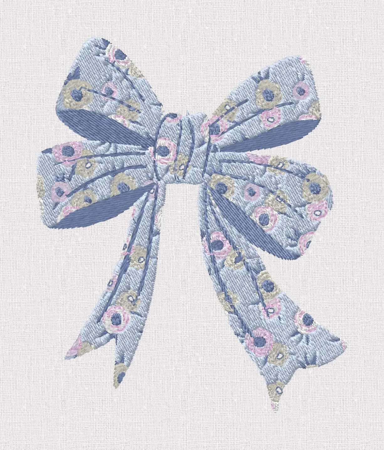 Floral Bow Embroidery Design: Dainty Flowers Stitch File (4 Inch, 10 Formats, Instant Download)