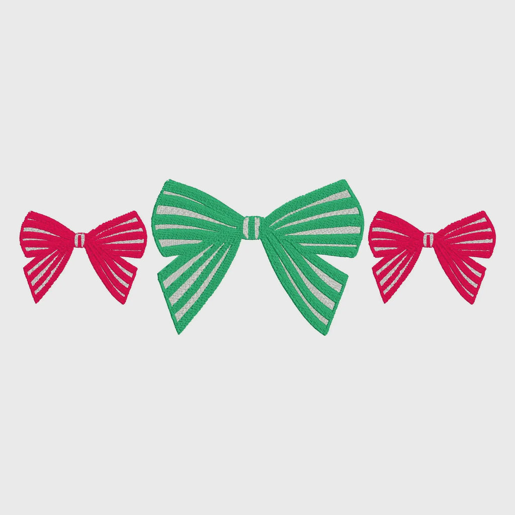 Striped Coquette Bow Embroidery Design: Preppy Stitch Files (7 & 9 inch)