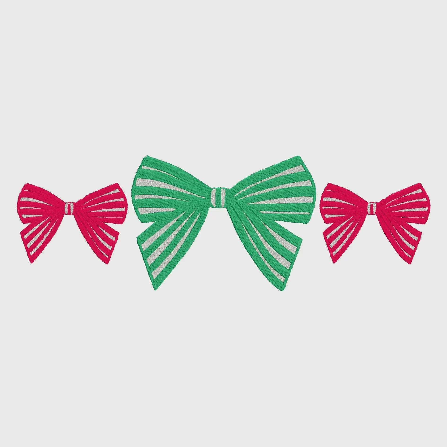 Striped Coquette Bow Embroidery Design: Preppy Stitch Files (7 & 9 inch)