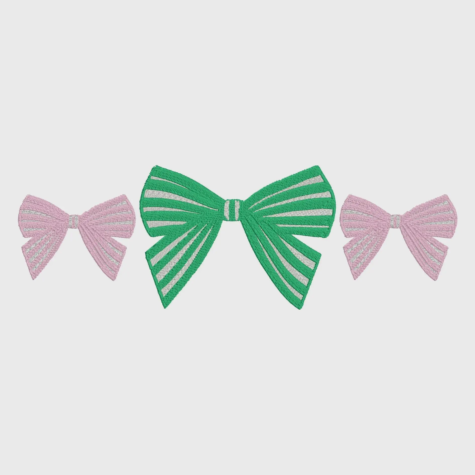 Striped Coquette Bow Embroidery Design: Preppy Stitch Files (7 & 9 inch)