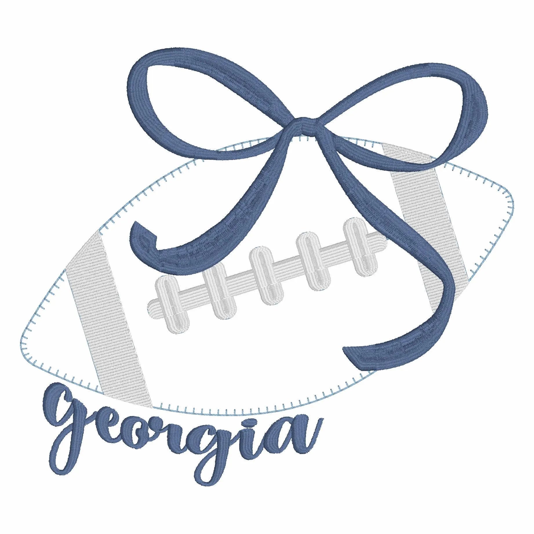 Georgia Coquette Bow Football Appliqué Embroidery File  10 Sew Stitch Formats Instant Download