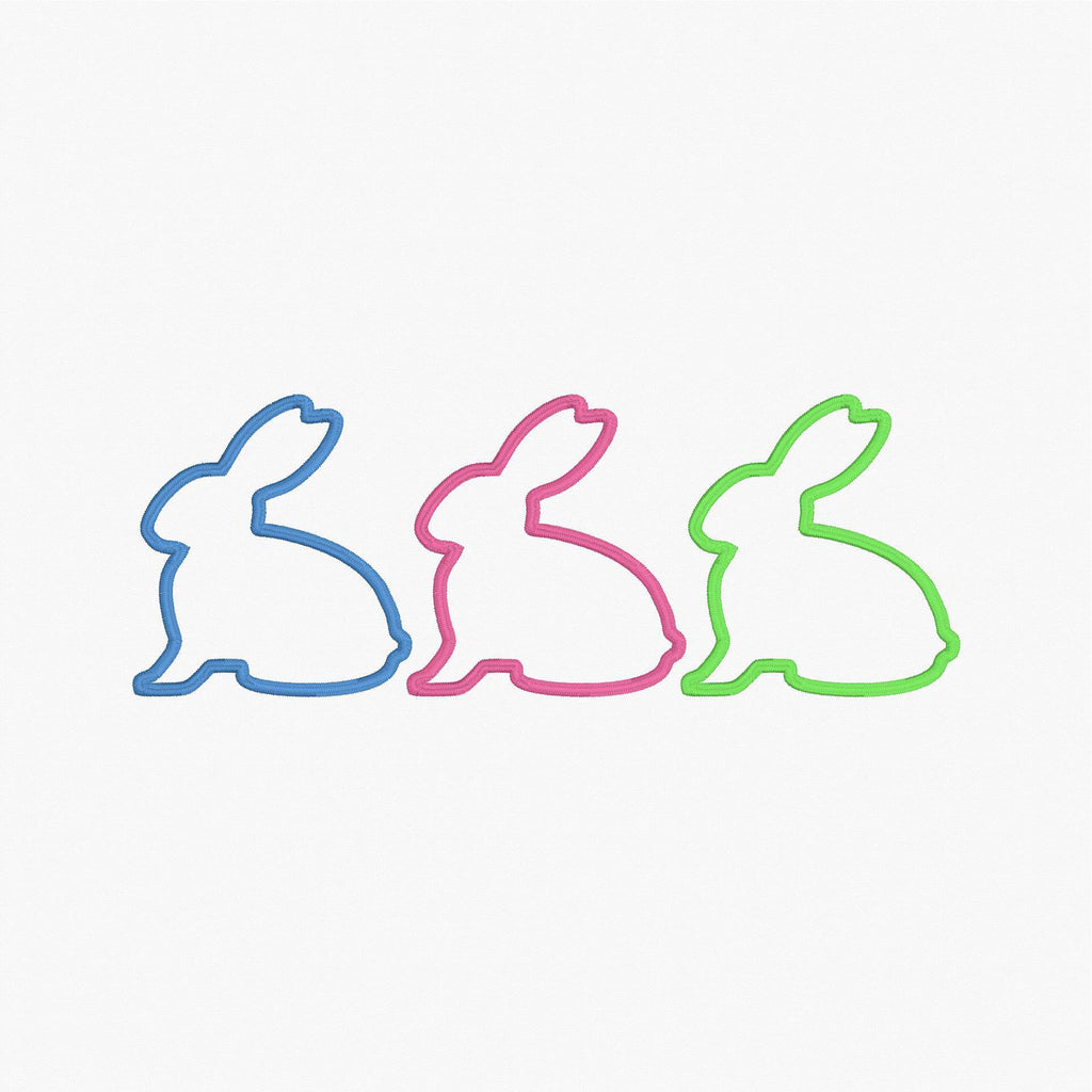 3 Easter Bunnies Appliqué Embroidery Design Download 2 Sizes 9 Sew File Formats