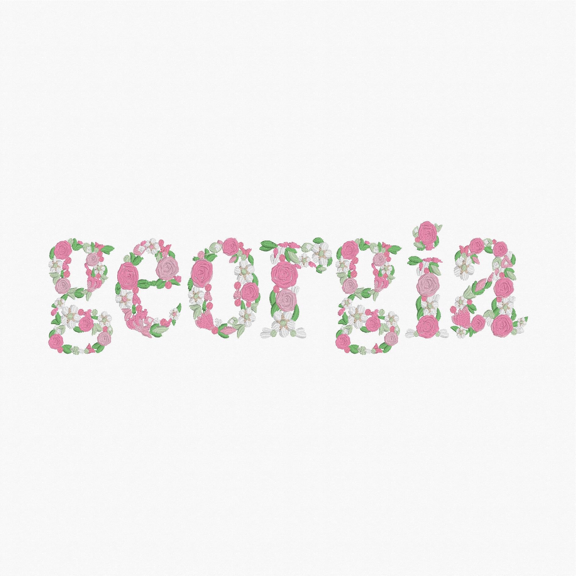 Georgia Floral Lettering Embroidery Design: 9 Formats (Instant Download)