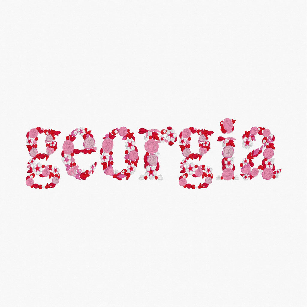 Georgia Floral Lettering Embroidery Design: 9 Formats (Instant Download)