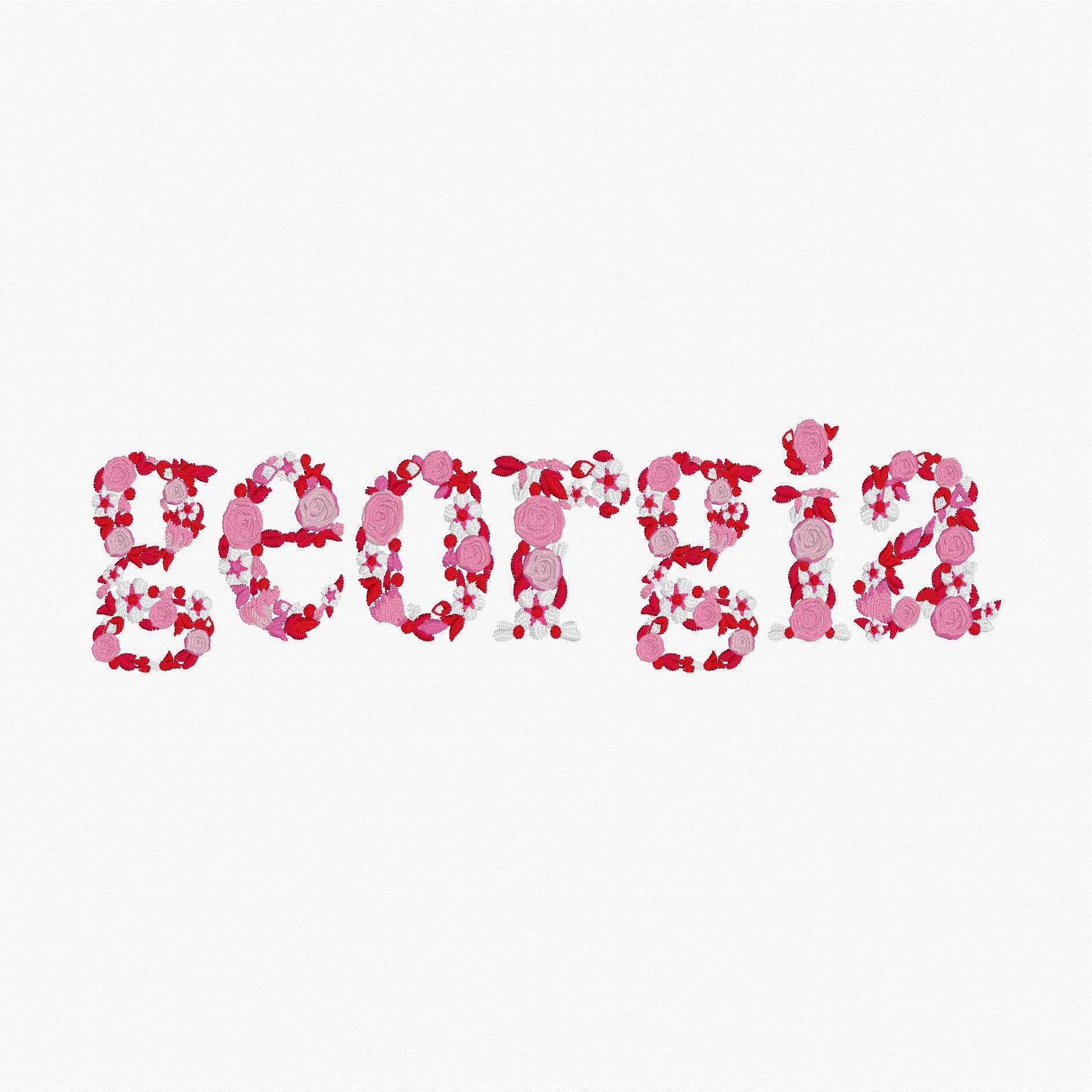 Georgia Floral Lettering Embroidery Design: 9 Formats (Instant Download)