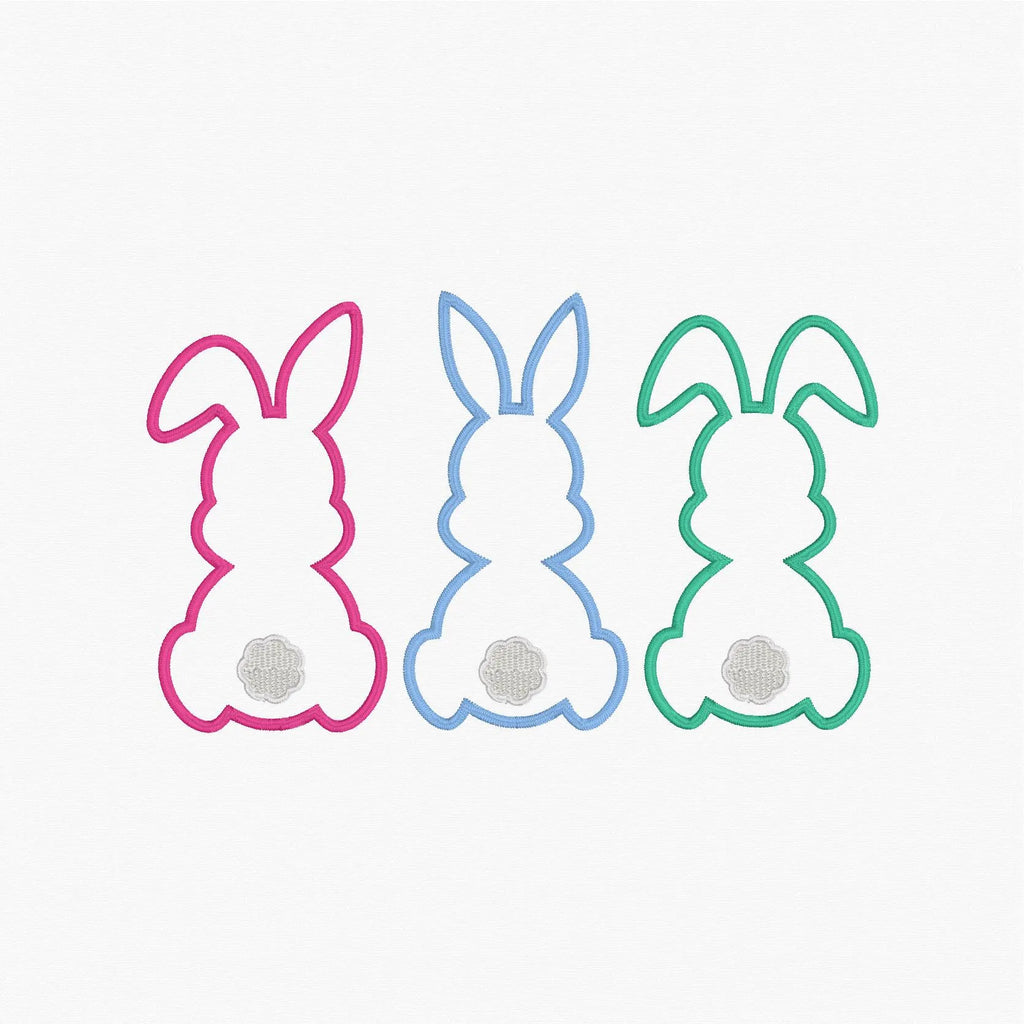 3 Easter Bunnies Appliqué Embroidery Design Download 2 Sizes 9 Sew File Formats