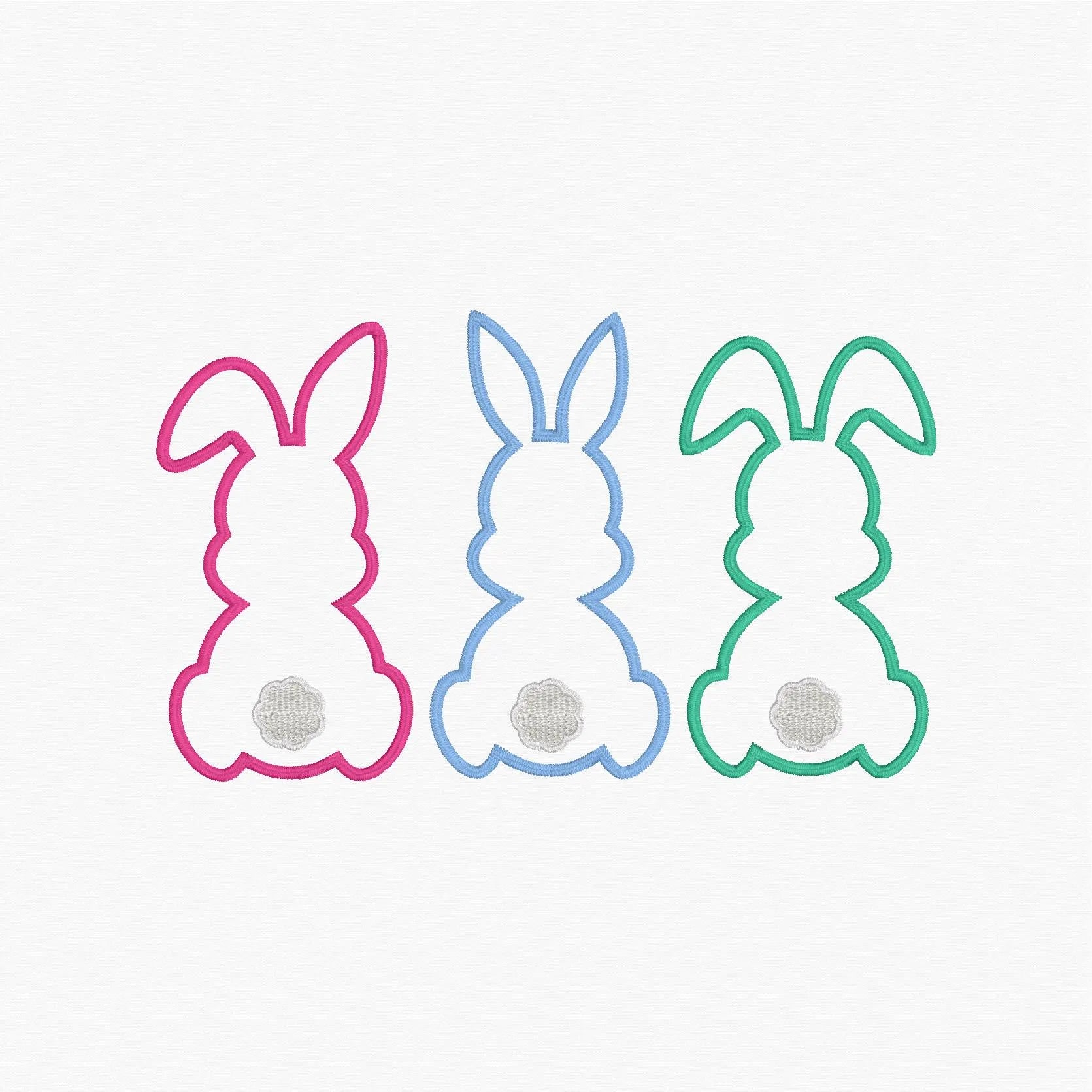 3 Easter Bunnies Appliqué Embroidery Design Download 2 Sizes 9 Sew File Formats