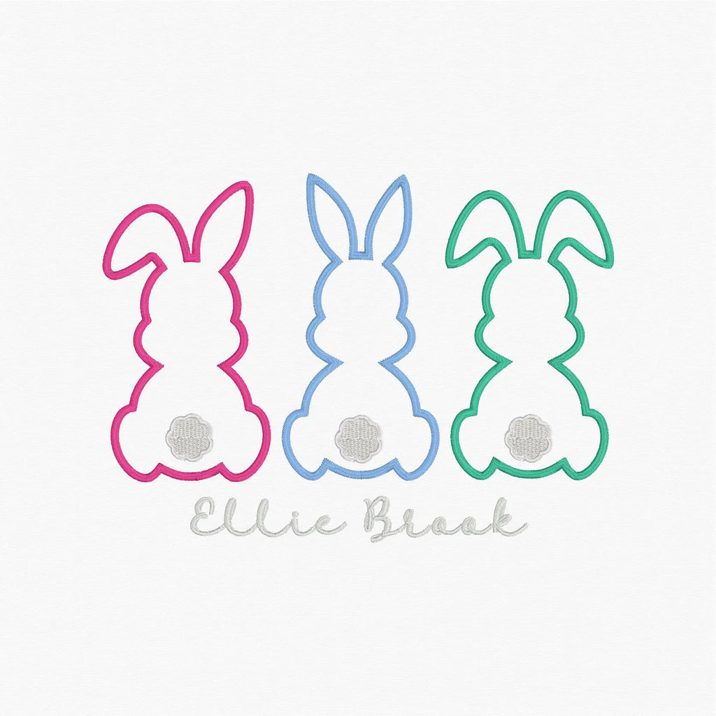 3 Easter Bunnies Appliqué Embroidery Design Download 2 Sizes 9 Sew File Formats