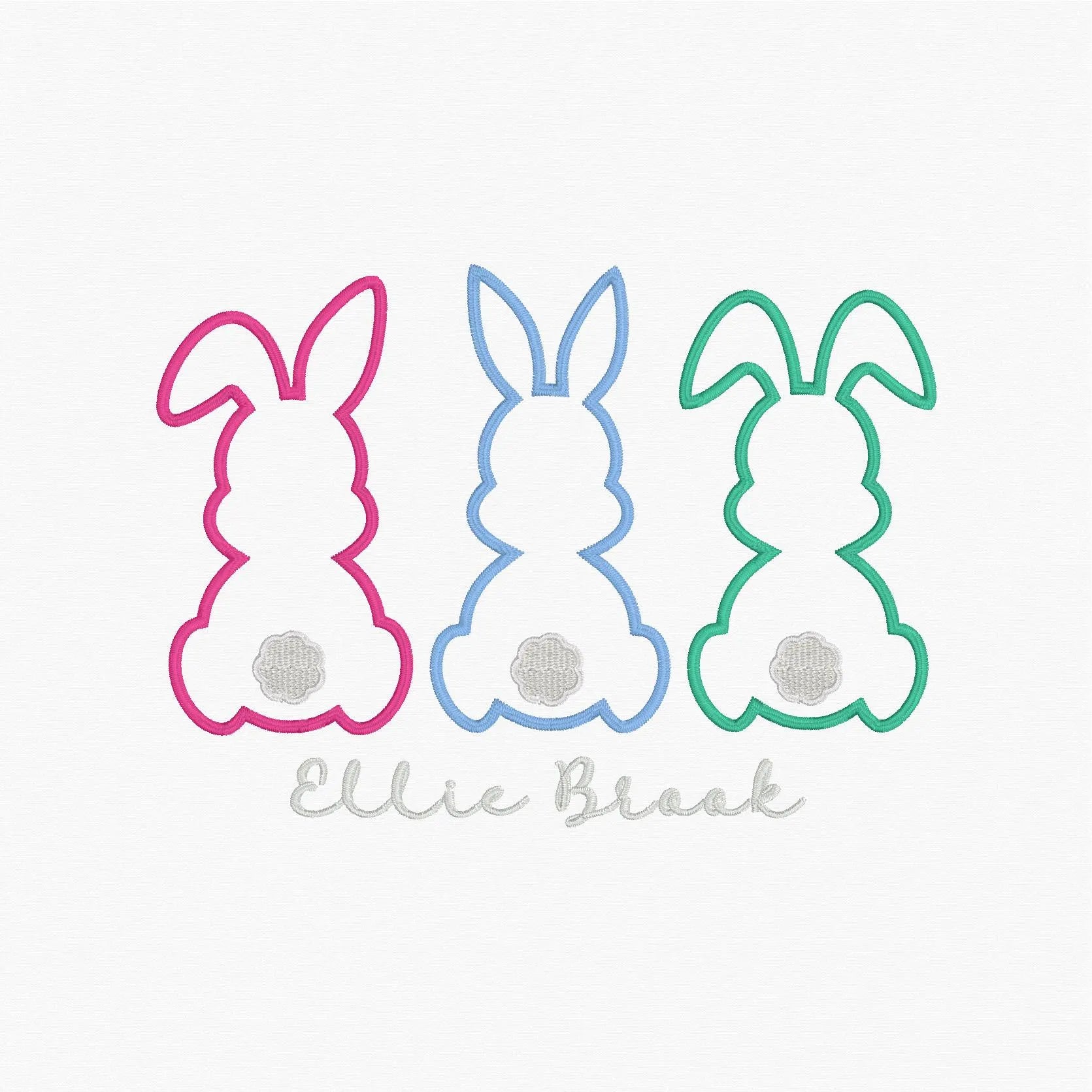 3 Easter Bunnies Appliqué Embroidery Design Download 2 Sizes 9 Sew File Formats
