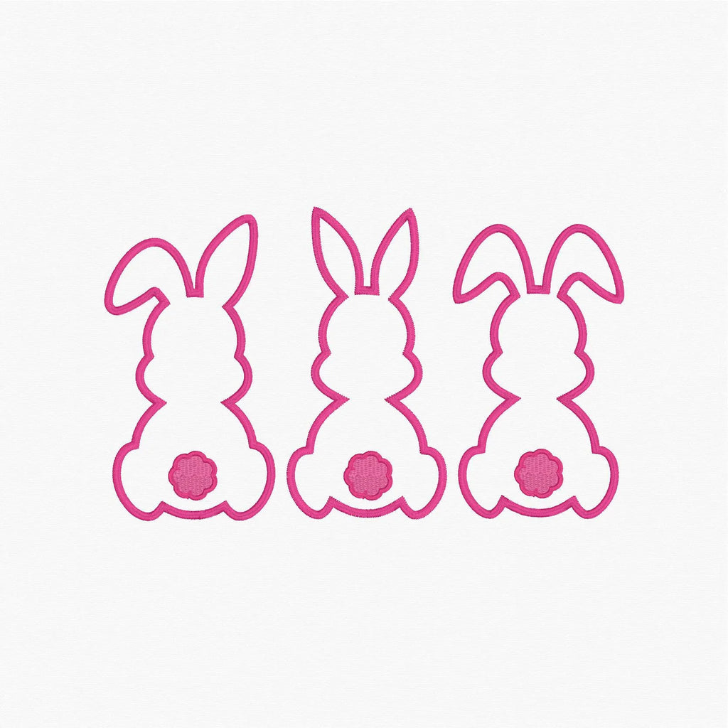 3 Easter Bunnies Appliqué Embroidery Design Download 2 Sizes 9 Sew File Formats