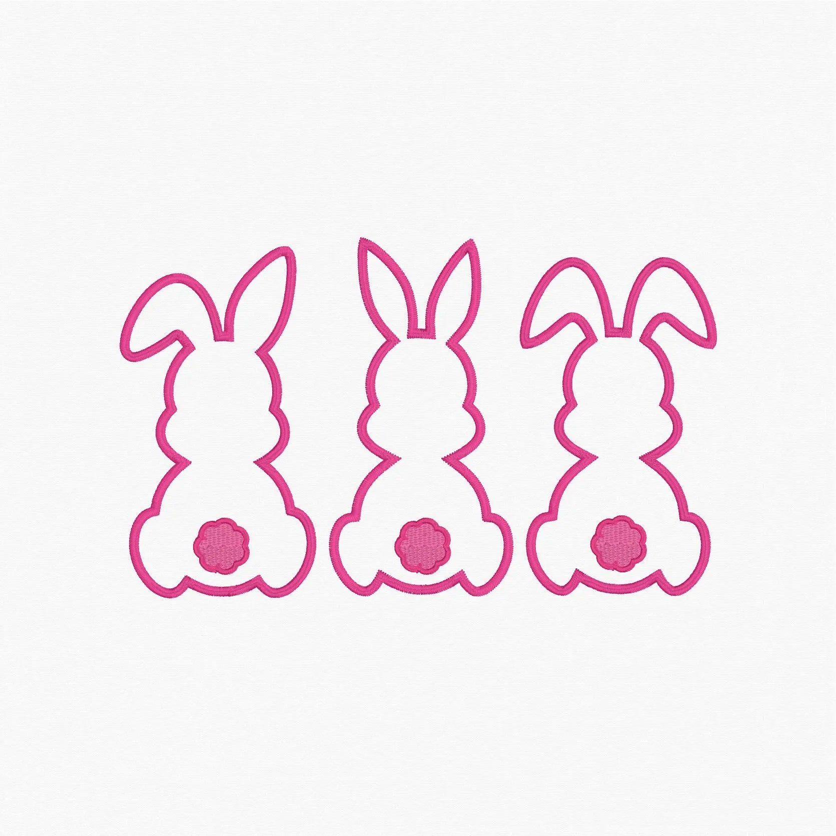 3 Easter Bunnies Appliqué Embroidery Design Download 2 Sizes 9 Sew File Formats