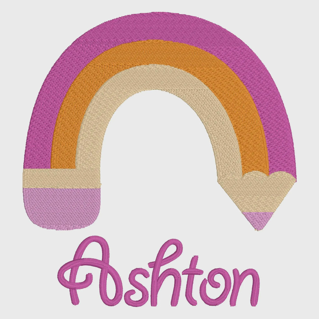 Rainbow Pencil Embroidery Design: Children's Stitch (10 Formats)