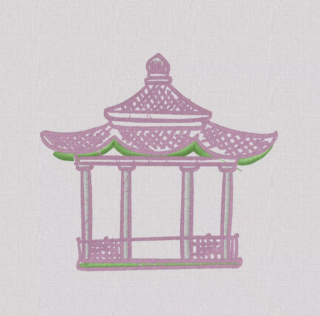 Pagoda House Embroidery Design: 10 File Formats (Digital Download)