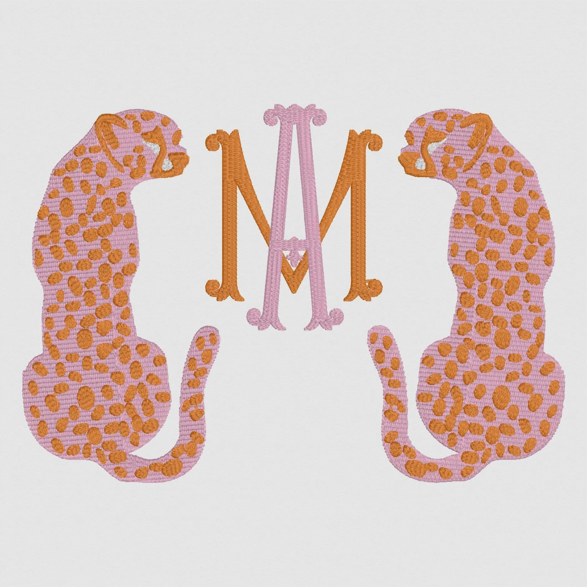 Spotted Cheetah Monogram Frame Embroidery Design: 10 Stitch Formats