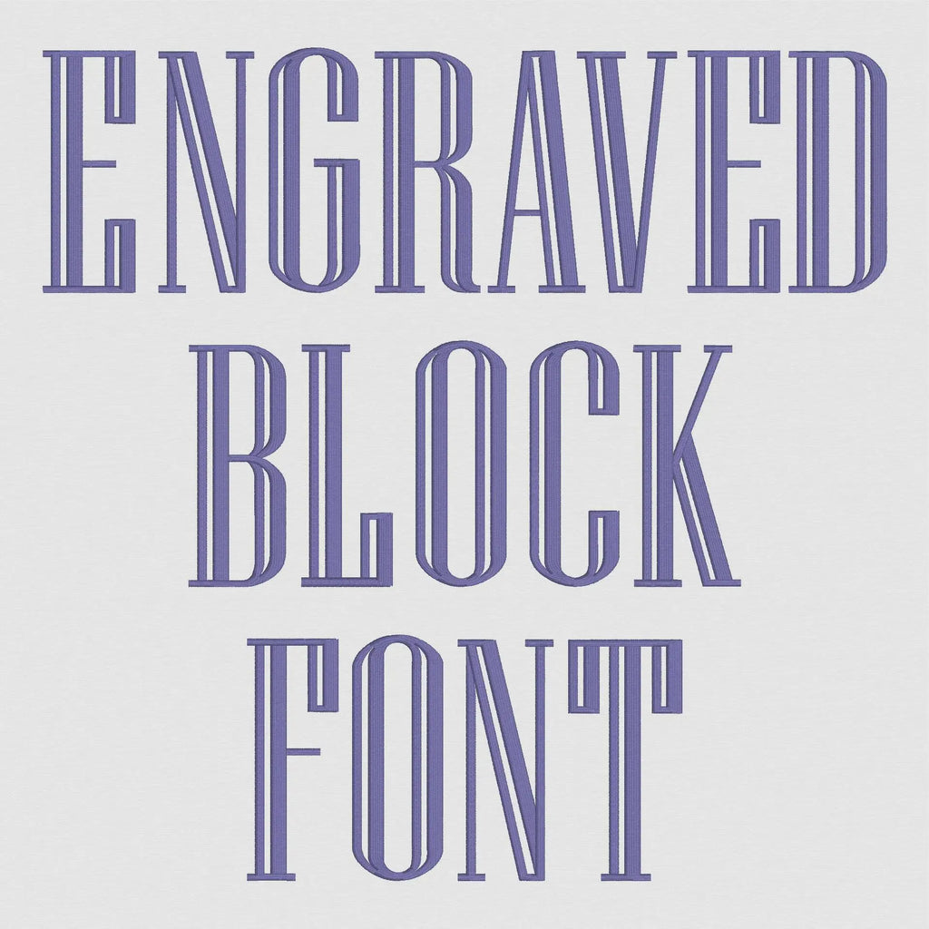 Engraved Block Shadow Embroidery Monogram Font 2, 3, 4 Inch .bx Files