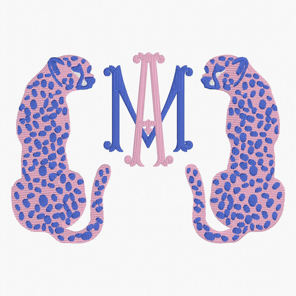 Spotted Cheetah Monogram Frame Embroidery Design: 10 Stitch Formats