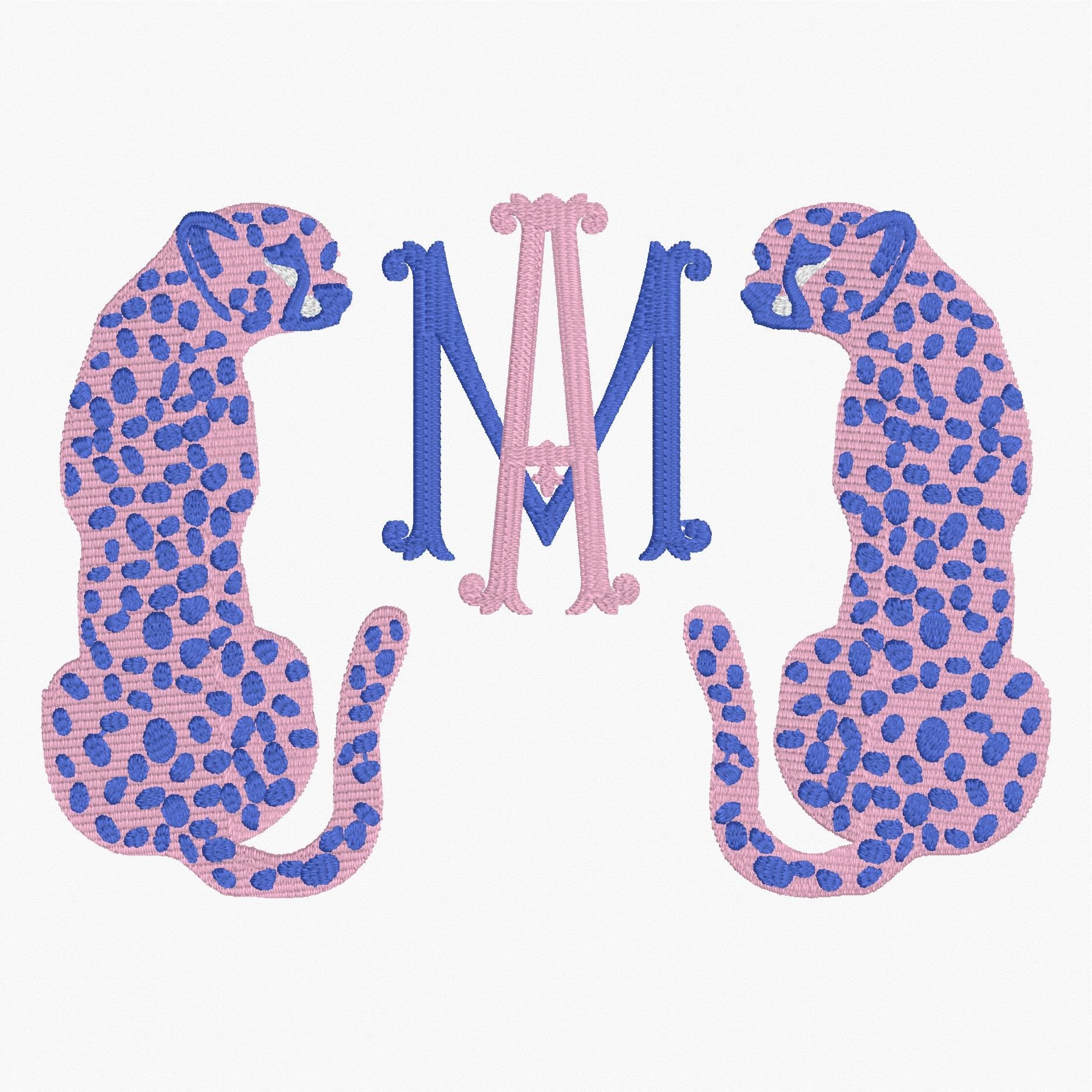 Spotted Cheetah Monogram Frame Embroidery Design: 10 Stitch Formats