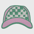 Gingham Ball Cap Embroidery Design: Preppy Monogram Topper (2 Sizes)
