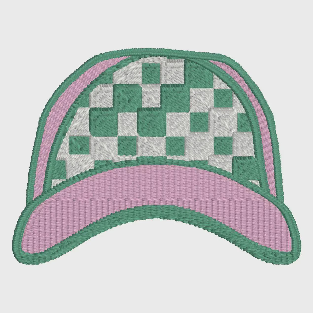 Gingham Ball Cap Embroidery Design: Preppy Monogram Topper (2 Sizes)