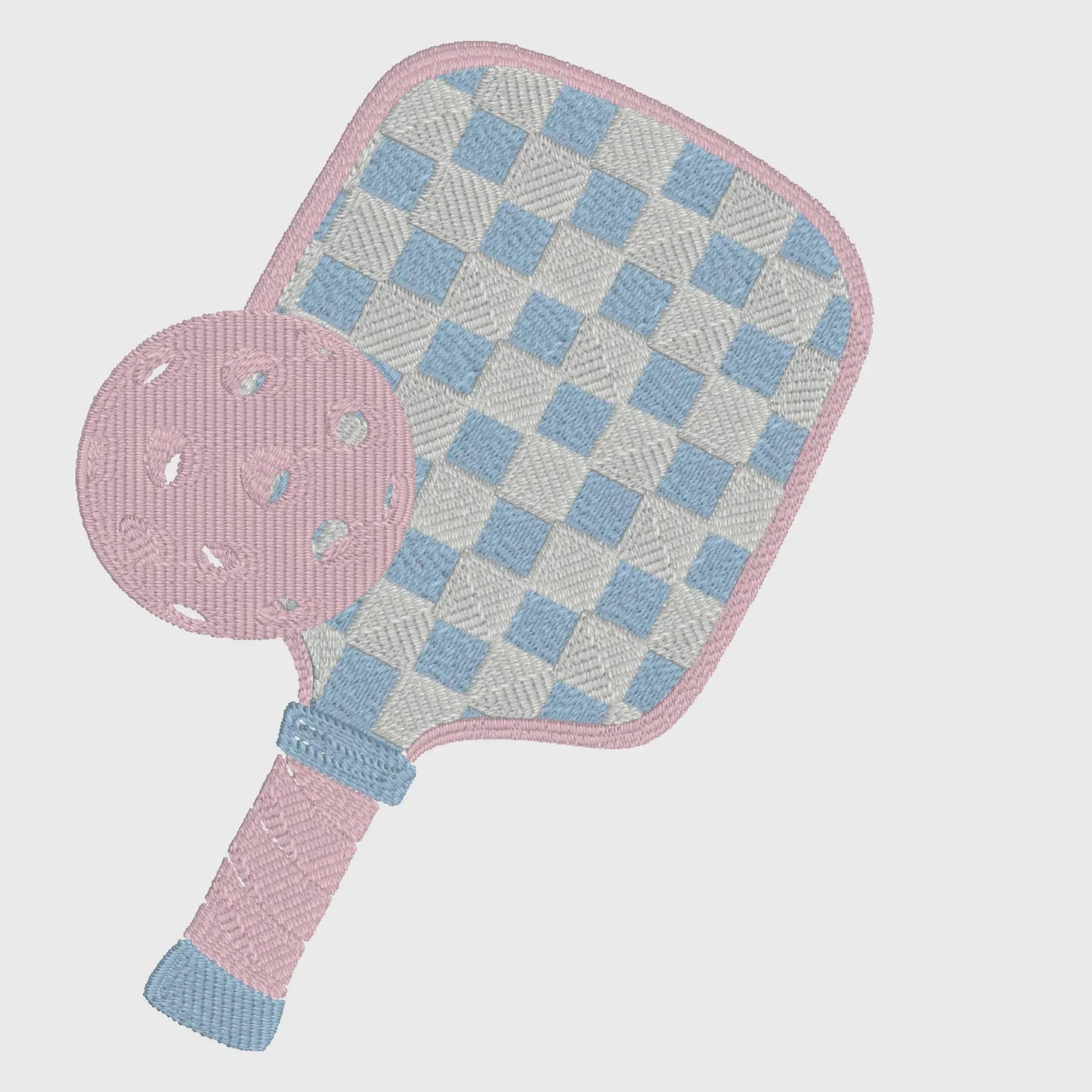 Gingham Pickleball Paddle Embroidery Design: Madras Plaid Preppy (Digital File)