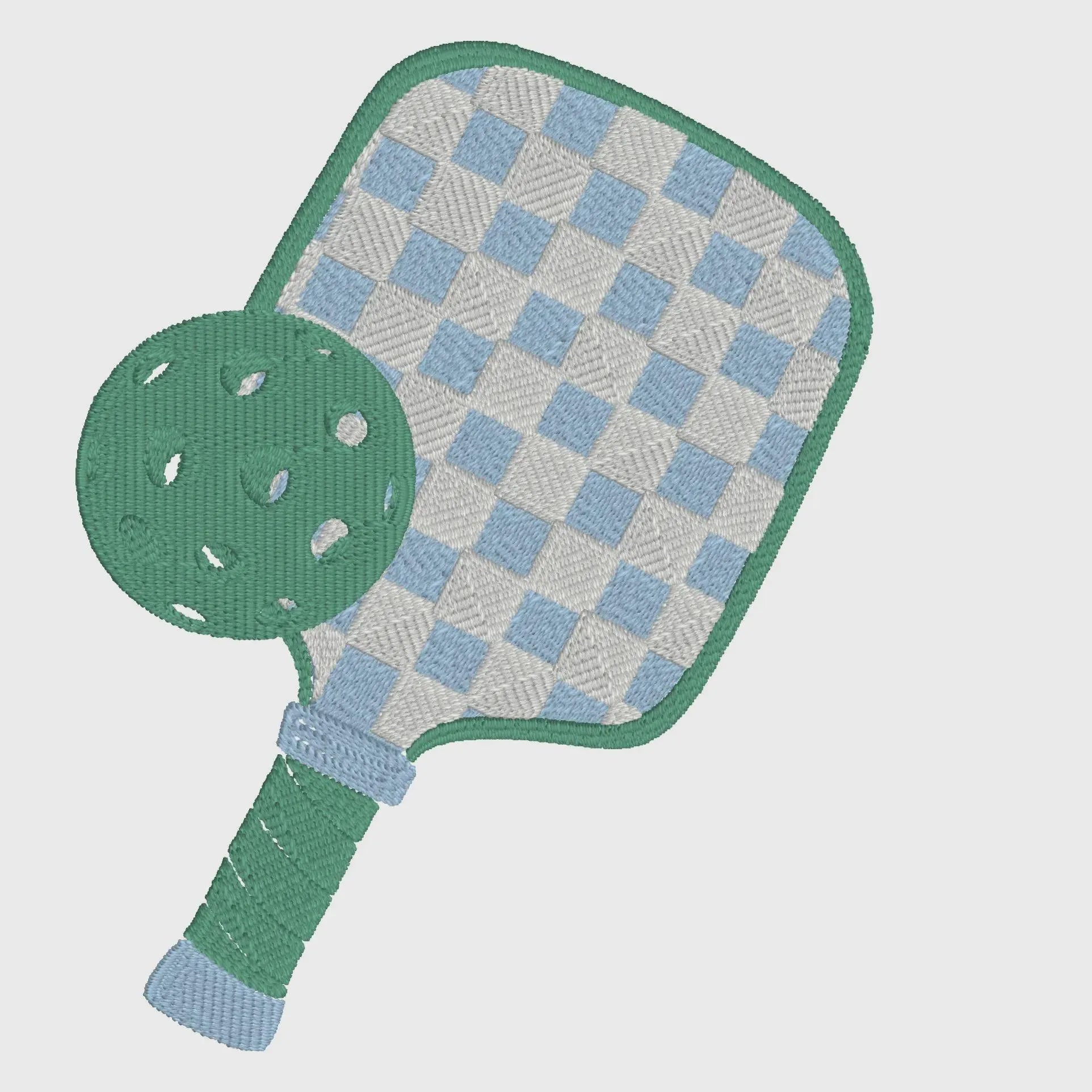 Gingham Pickleball Paddle Embroidery Design: Madras Plaid Preppy (Digital File)