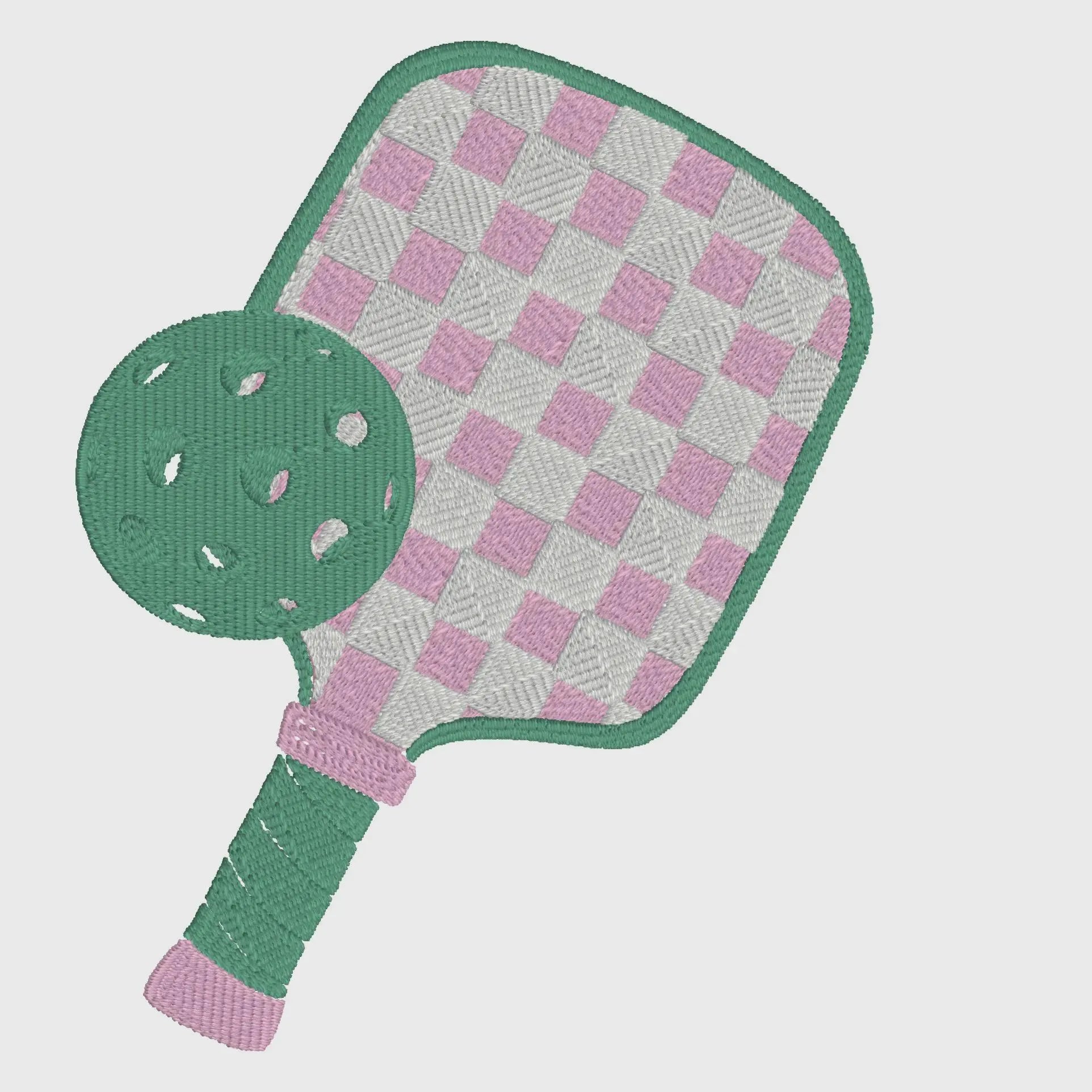 Gingham Pickleball Paddle Embroidery Design: Madras Plaid Preppy (Digital File)