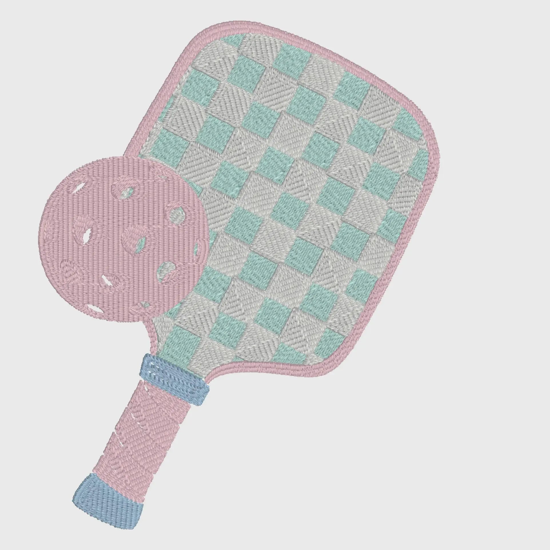 Gingham Pickleball Paddle Embroidery Design: Madras Plaid Preppy (Digital File)