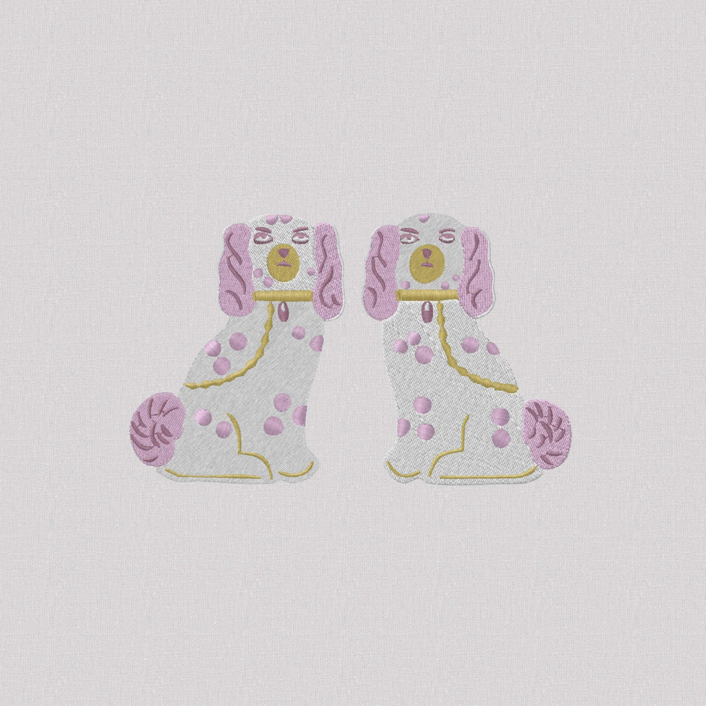 Staffordshire Spaniels 2 Designs 1 Monogram Frame Embroidery Design 10 Stitch Formats