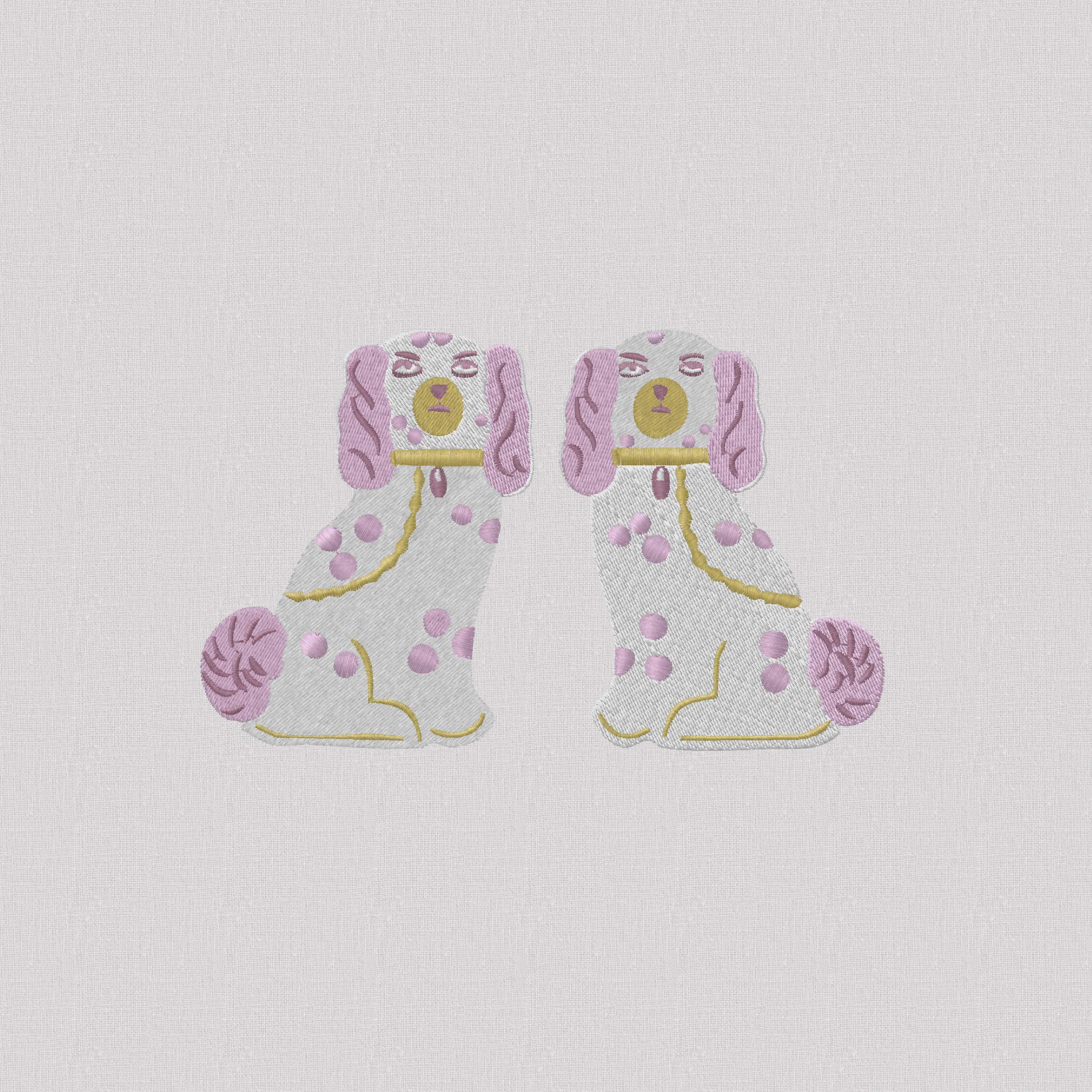 Staffordshire Spaniels 2 Designs 1 Monogram Frame Embroidery Design 10 Stitch Formats