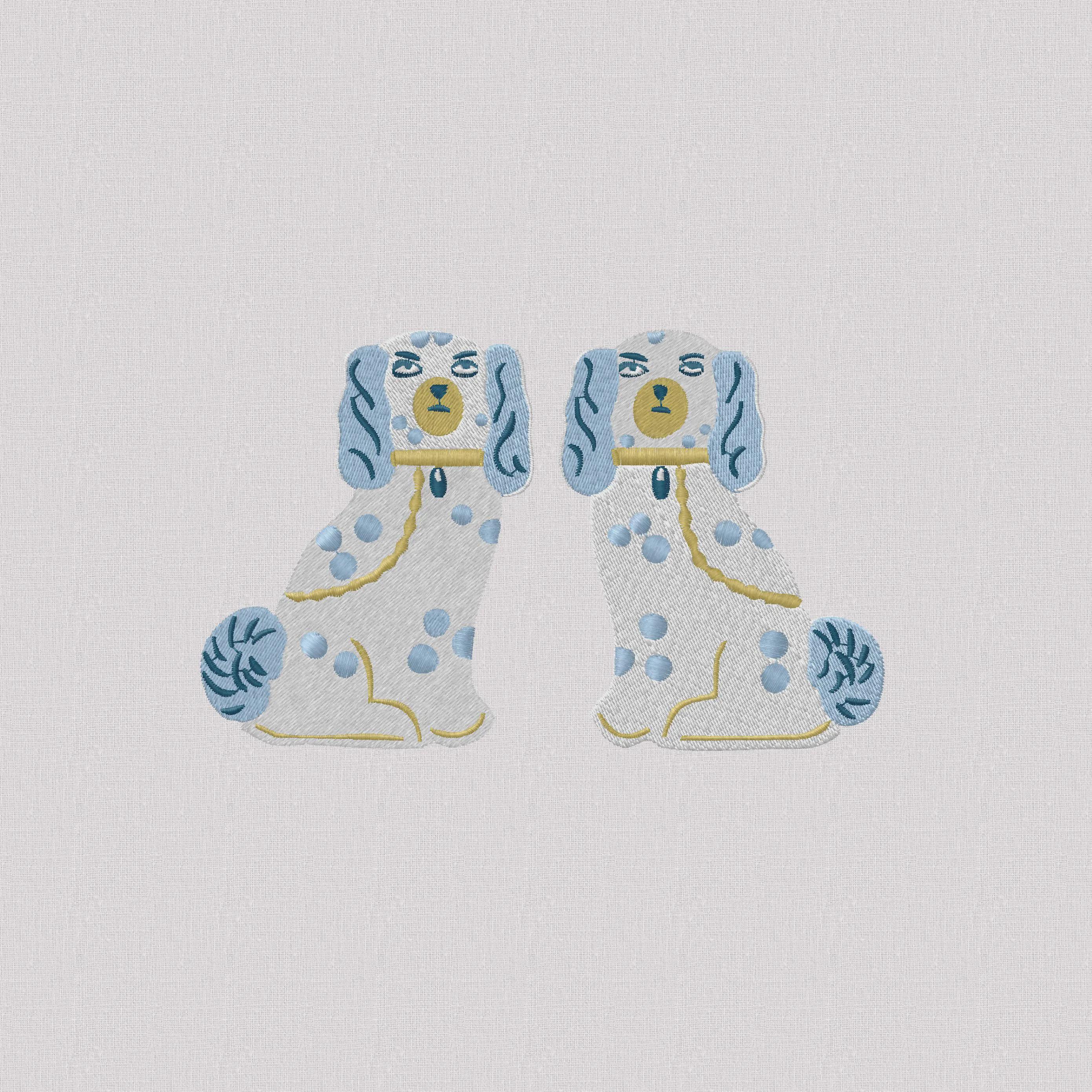Staffordshire Spaniels 2 Designs 1 Monogram Frame Embroidery Design 10 Stitch Formats
