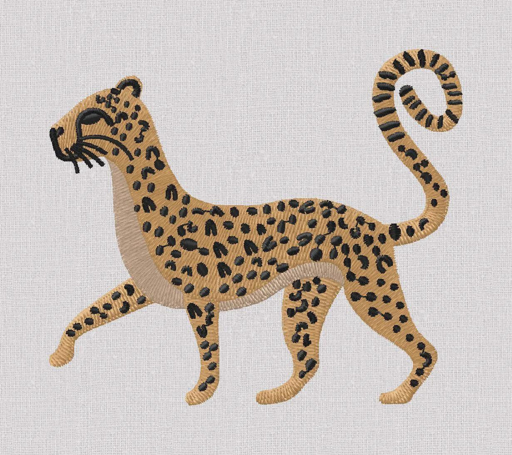 Walking Cheetah Embroidery Design: (4x4 Hoop, Instant Download, 10 Formats)